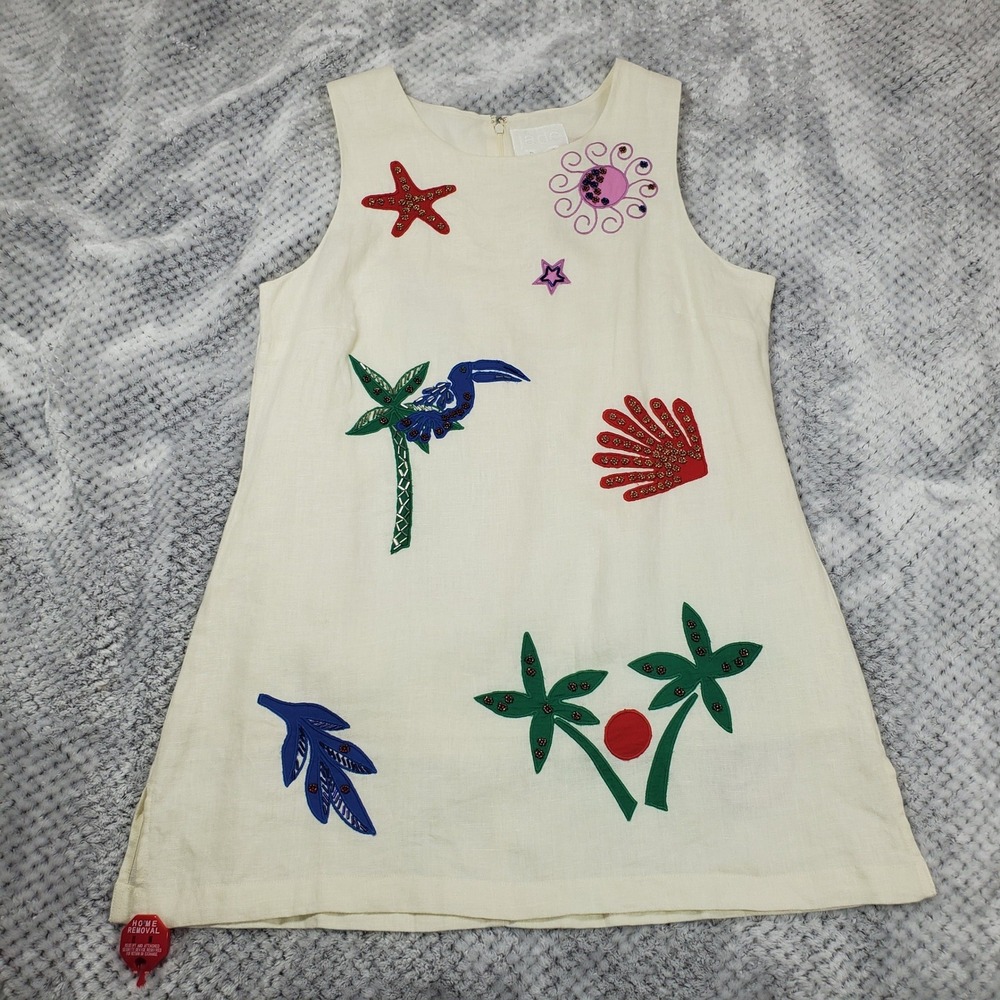 Johnny Was Cassady Tank Top Womens M Embroidered Beaded Linen Palomas Island New - Picture 2 of 16